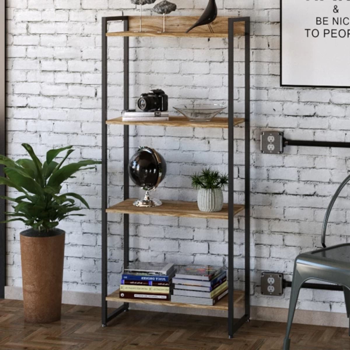 TU MESITA - Librero Industrial Brody color Roble 4 repisas TU MESITA
