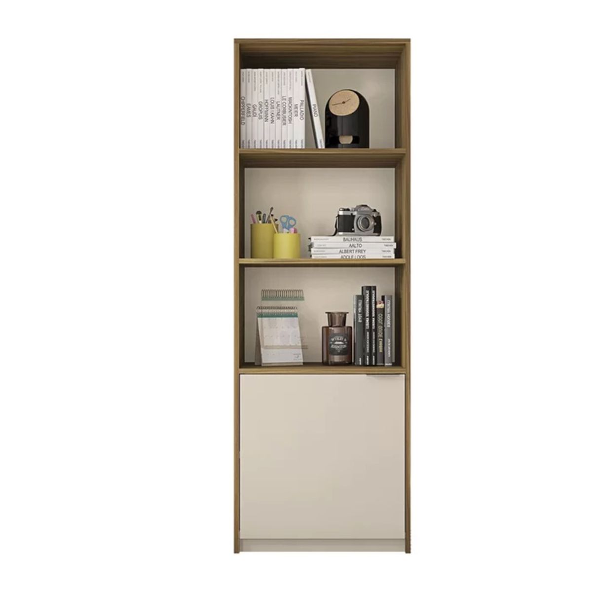 TU MESITA - Librero Minimalista Navarra color MarrónBlanco TU MESITA 1 puerta