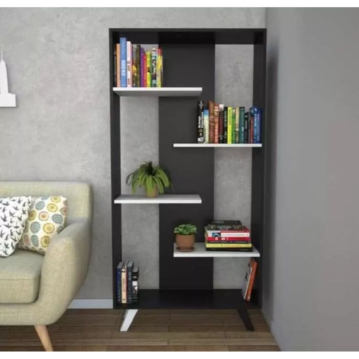 TU MESITA - Librero Multiusos Lisett color NegroBlanco TU MESITA