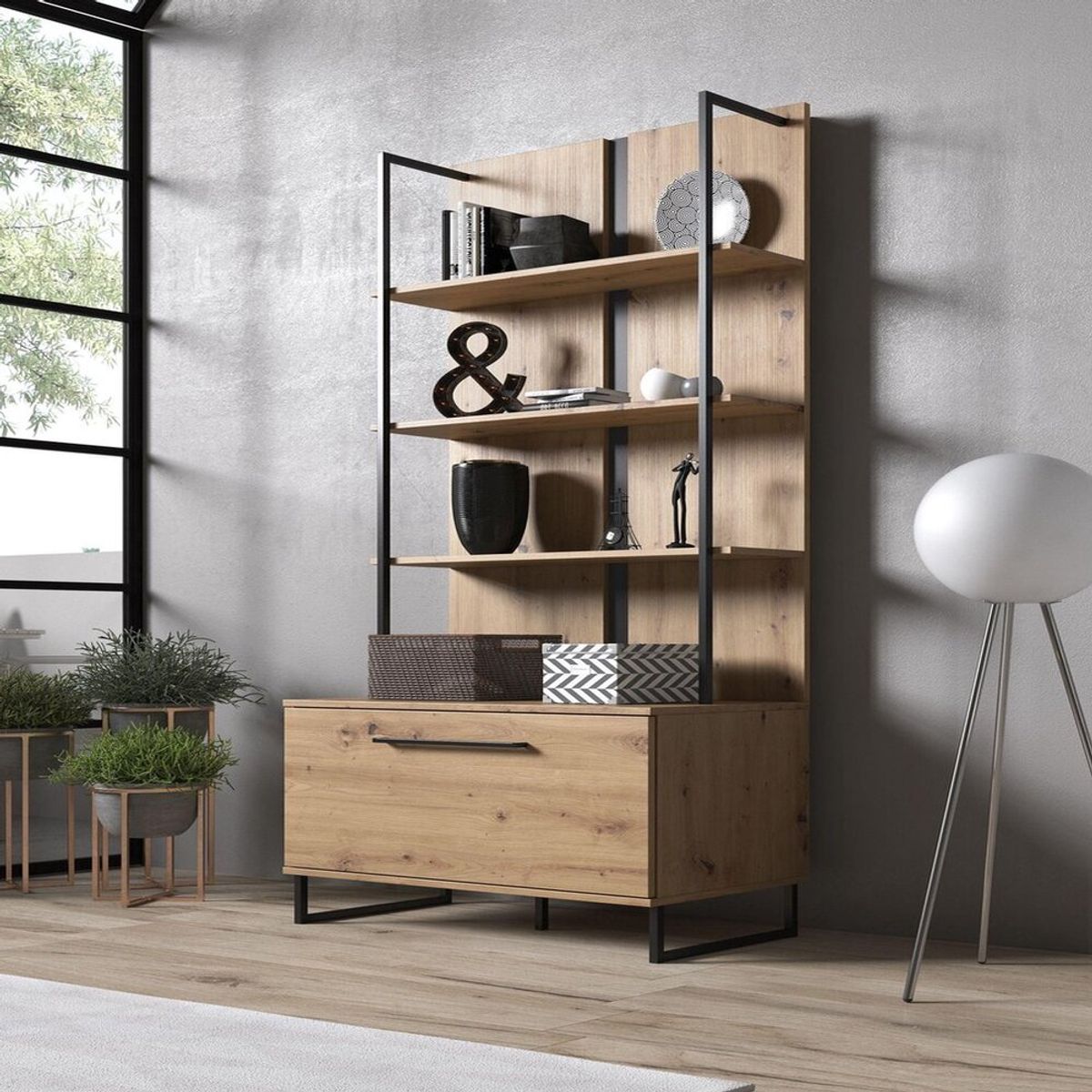 TU MESITA - Librero Multiusos TU MESITA Minosh Marrón 1 pta cEstructura Metálica