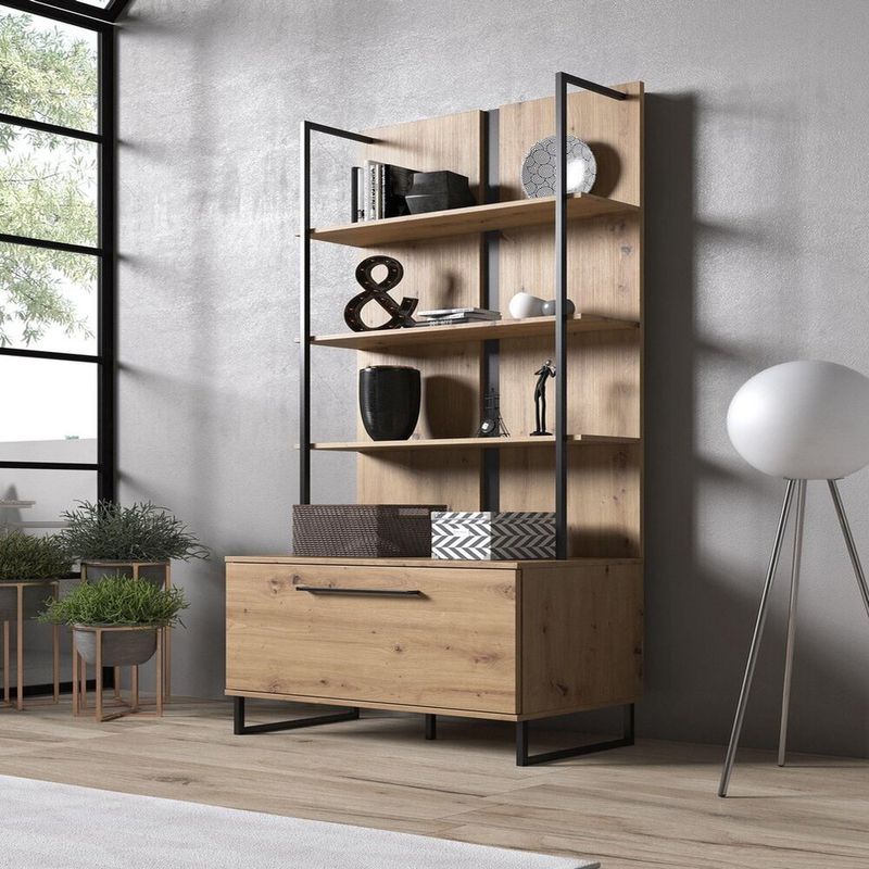 TU MESITA - Librero Multiusos TU MESITA Minosh Marrón 1 pta cEstructura Metálica