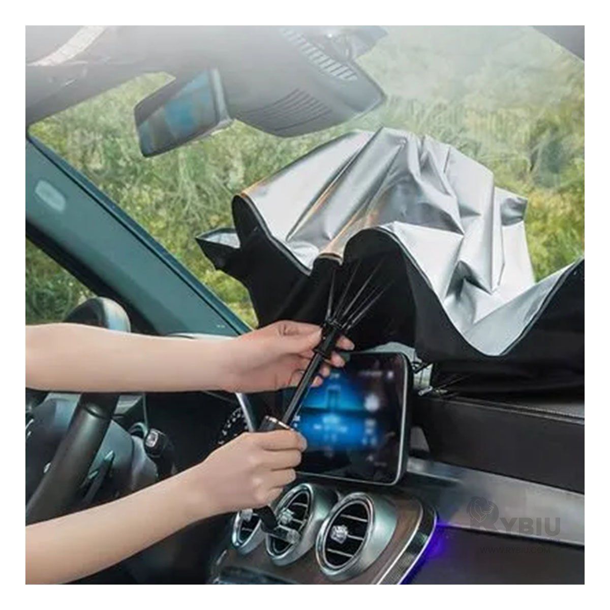 RYBIU IMPORT - Cobertor para Vehiculos en Color Negro Y+Post-it Adhesivos