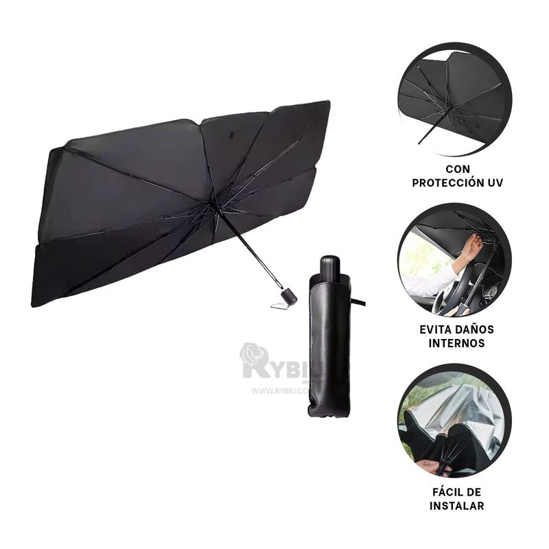 RYBIU IMPORT - Tapasol Adaptable a Todo Movil en Negro Y+Regalo Stickers
