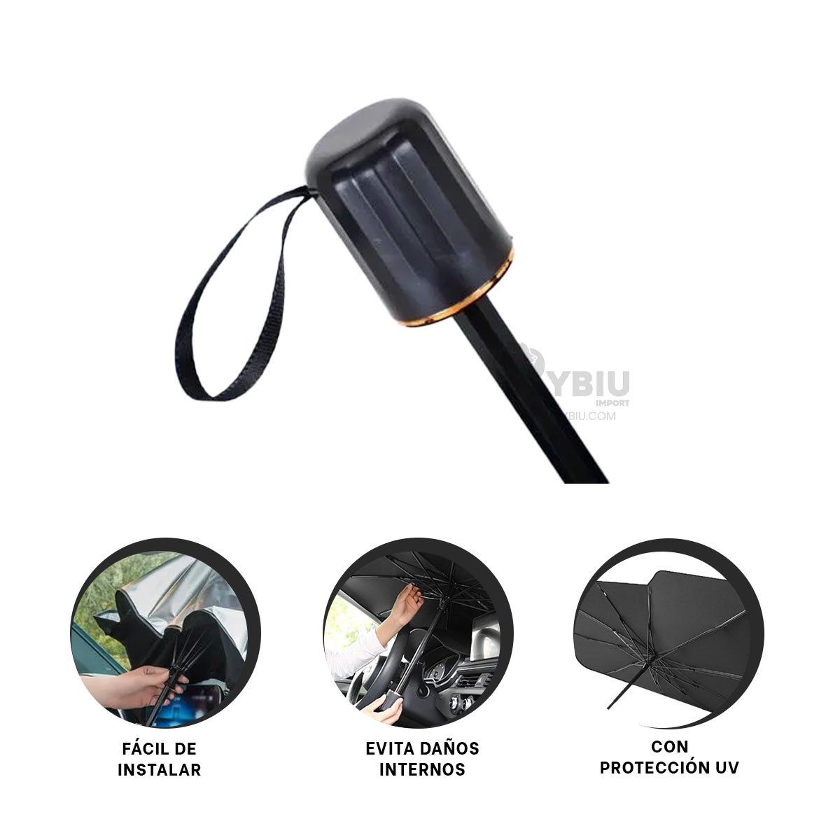 RYBIU IMPORT - Tapasol de Interior del Carro Color Negro Y+Gift MiniAgenda