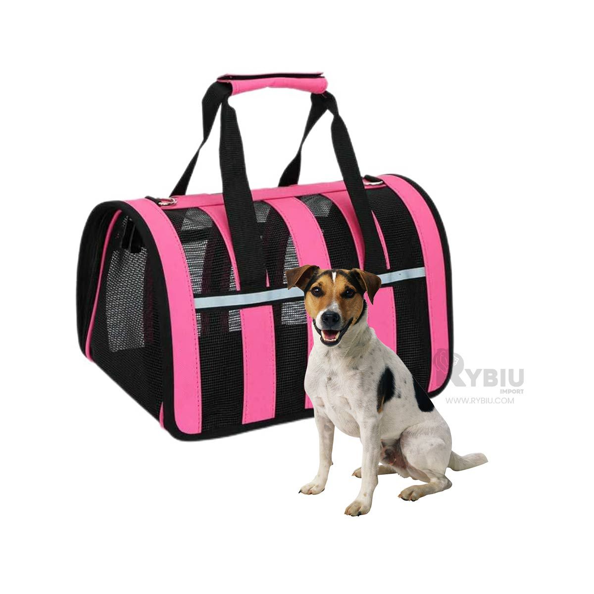 GENERICO - Transportador para Canes en Fucsia Y+Banderitas Adhesivas