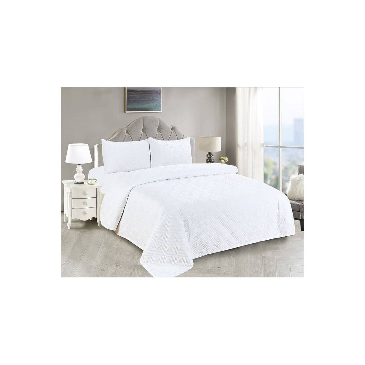 CASATEX - Cubrecama De Verano Blanco Hipoalergénico KING Set De Sábanas