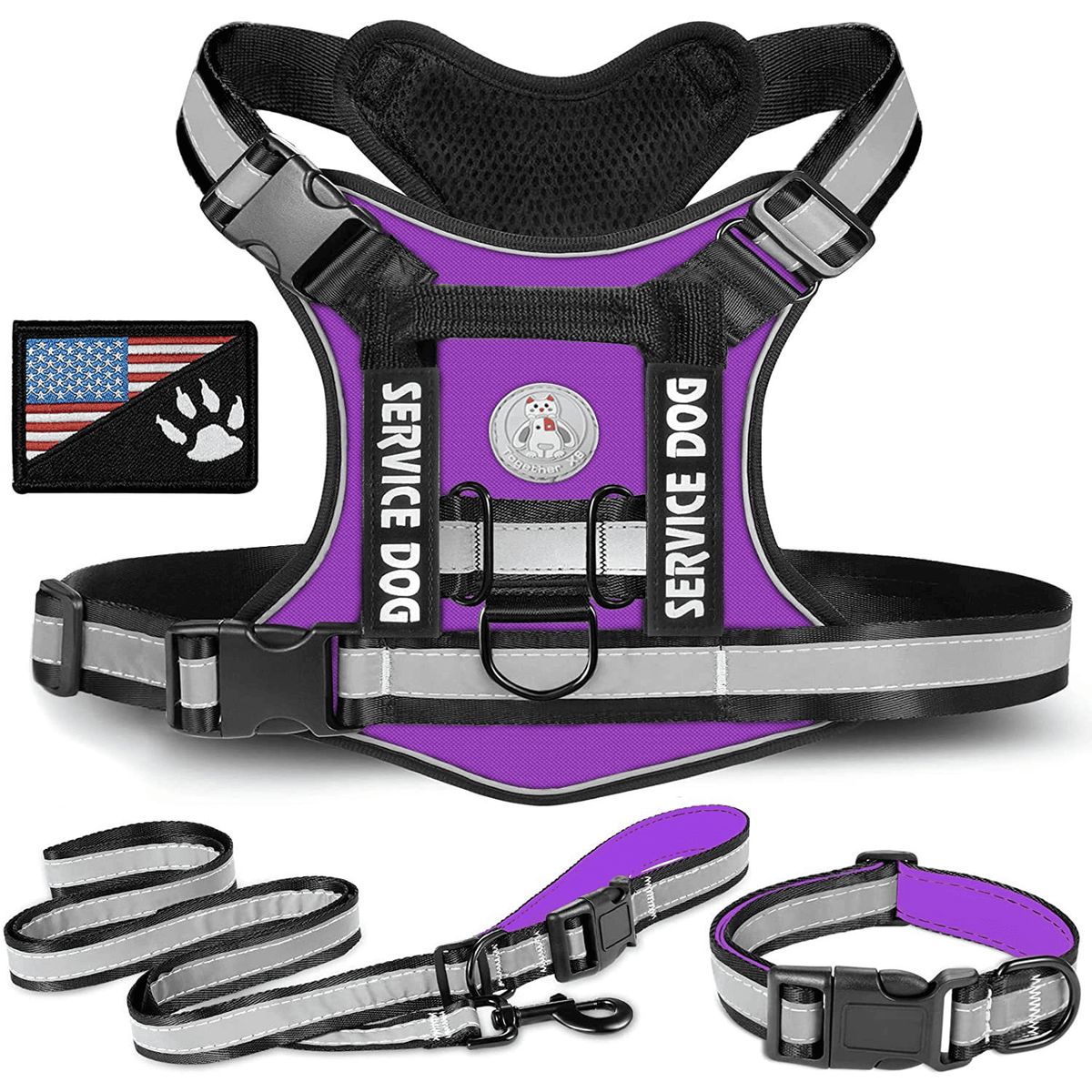 GENERICO - COLLAR Y PECHERA MORADA TALLA S TÁCTICA REFORZADA PARA PERRO