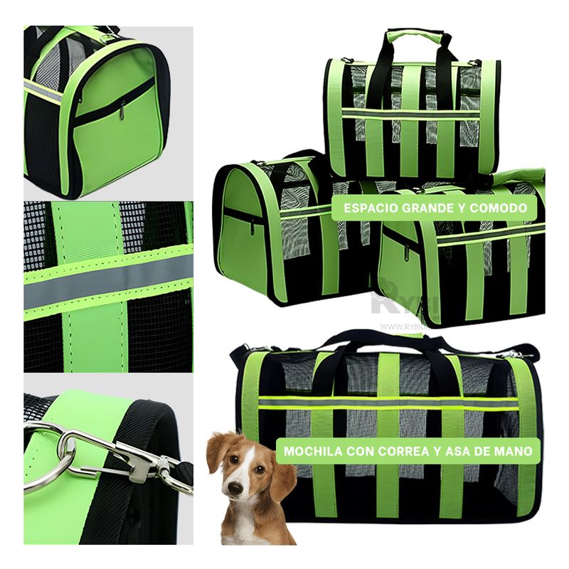 GENERICO - Maleta Moderna para Mascotas de Tono Verde Y+Regalo Agendita