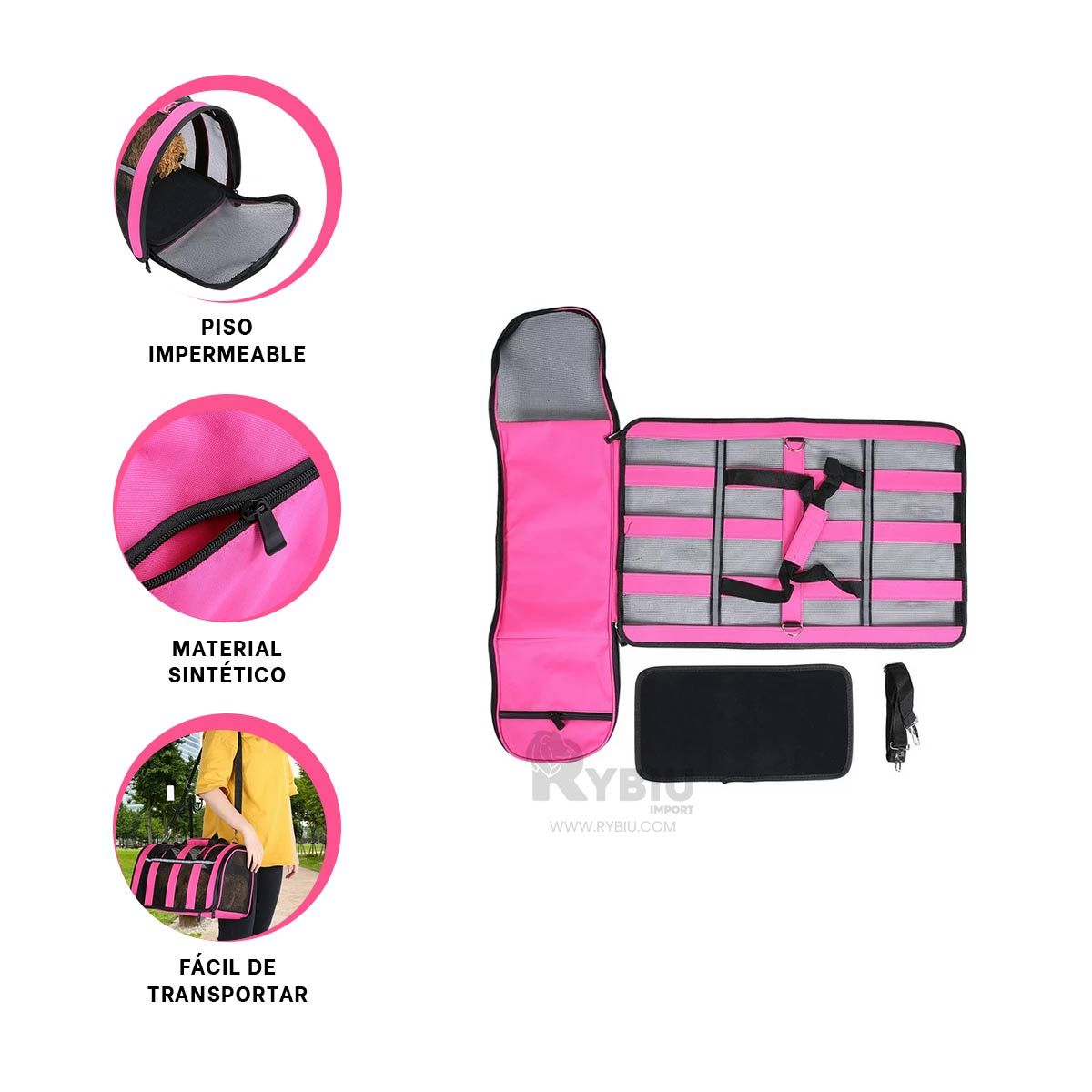 GENERICO - Transportador de Mascotas en Tono Fucsia Y+Ligas de Regalo