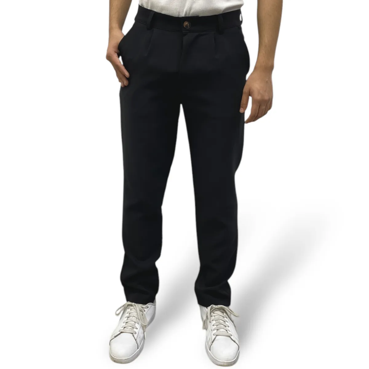 ABORIGEN - Pantalon Sastre Con Pinzas Negro De Hombre - Aborigen