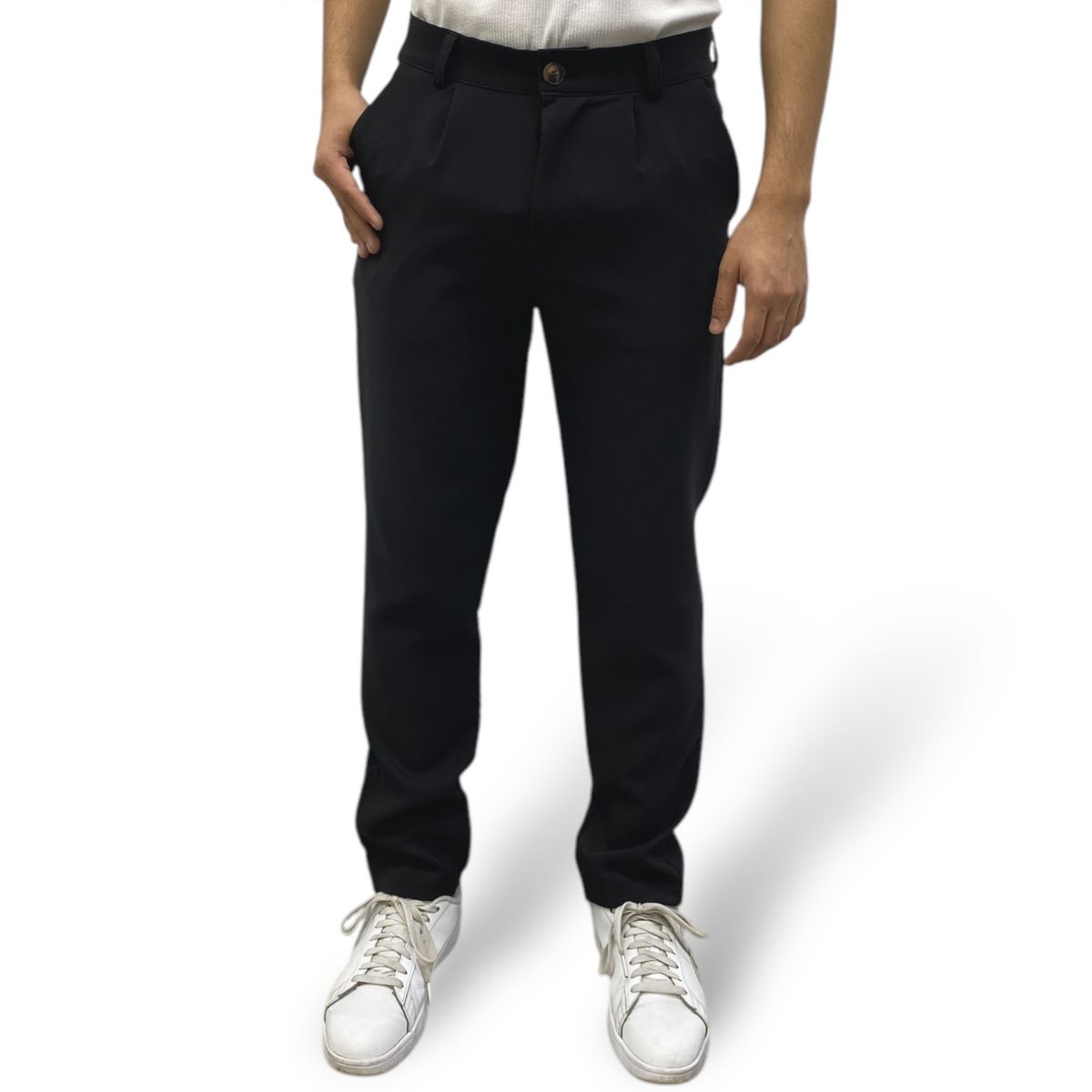 ABORIGEN - Pantalon Sastre Con Pinzas Negro De Hombre - Aborigen