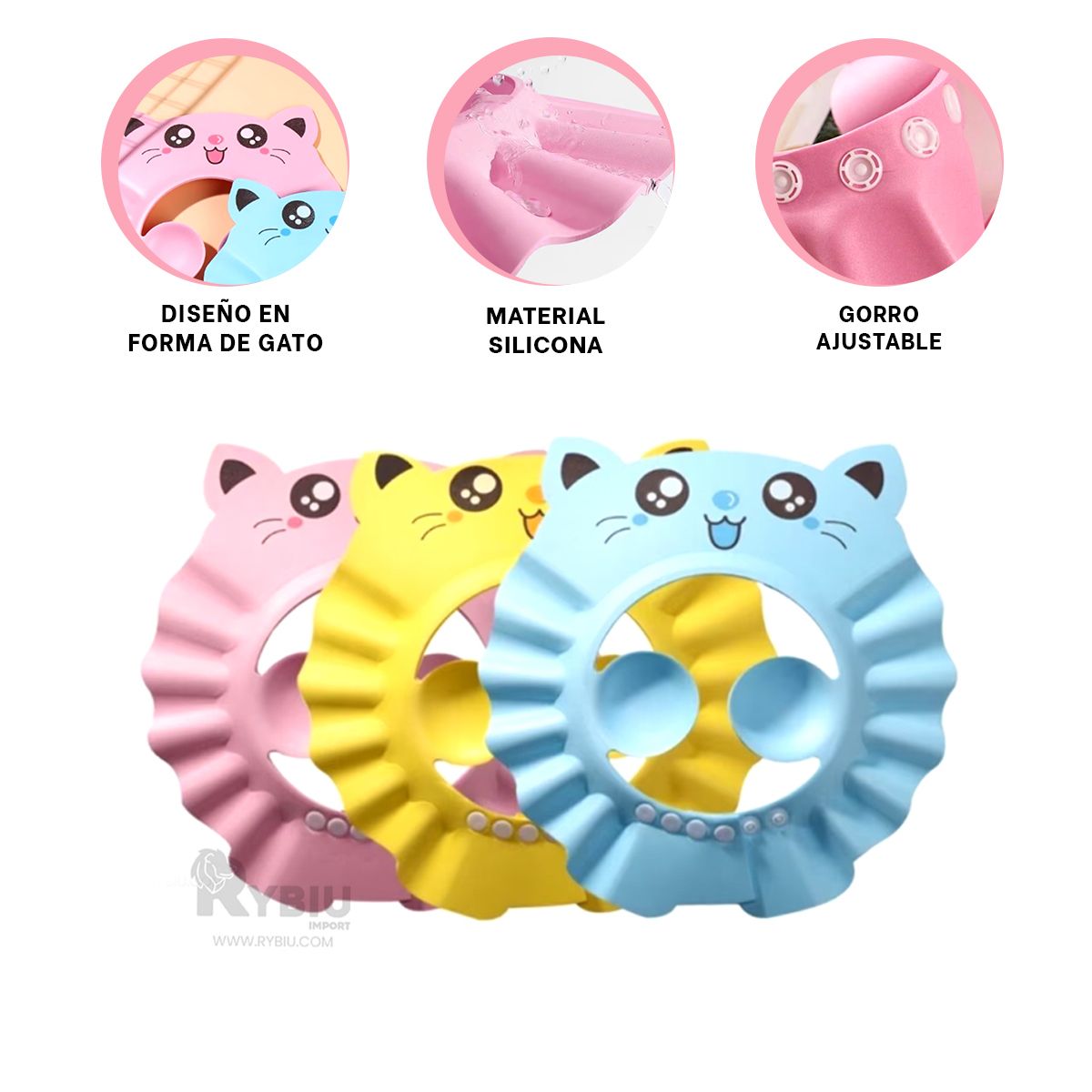 RYBIU IMPORT - Sombrero Ligera para Ducha de Bebes Rosado Y+Gift Stickers