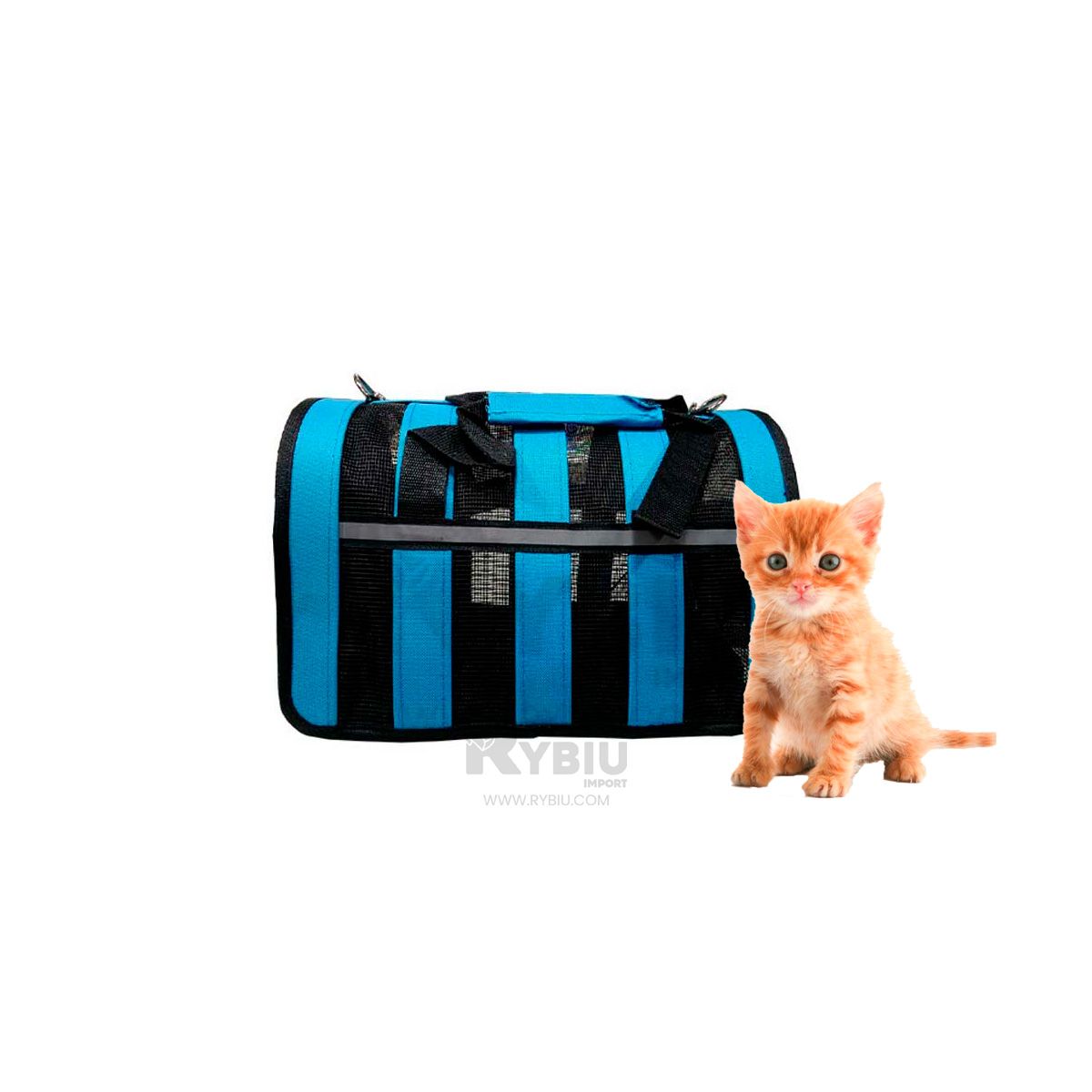 GENERICO - Transportador para Gatos Celeste Y+Regalo Ligas para Peinar