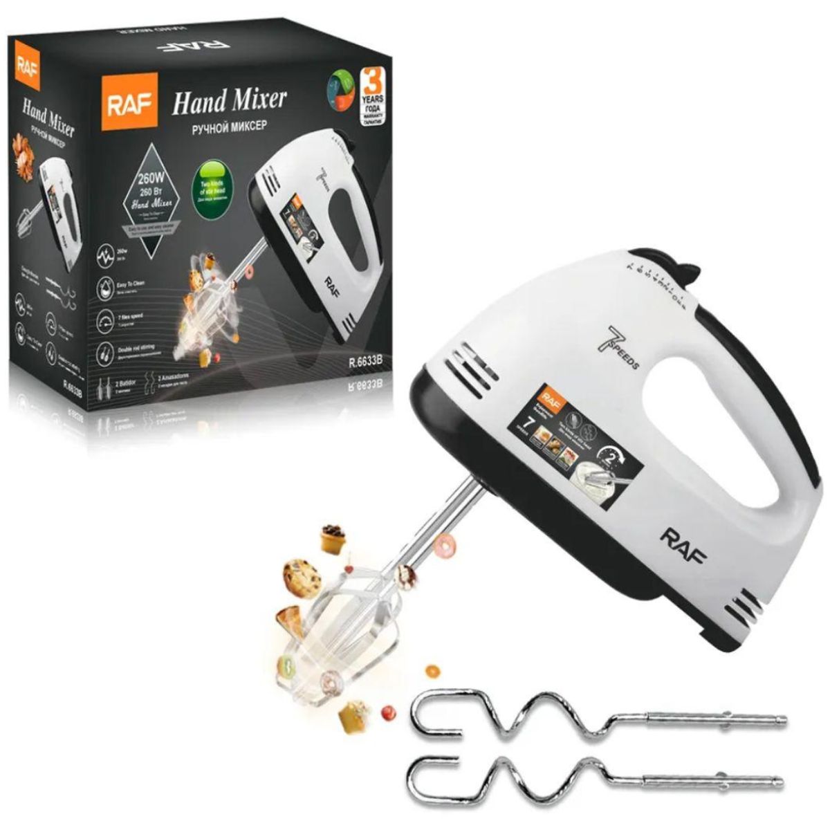 GENERICO - Batidora Mezclador de Huevos de 7 Velocidades Multifuncional RAF