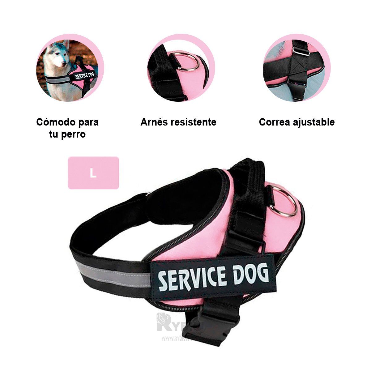 RYBIU IMPORT - Pechera Apta para Perros L en Rosado Y+Ligas de Regalo
