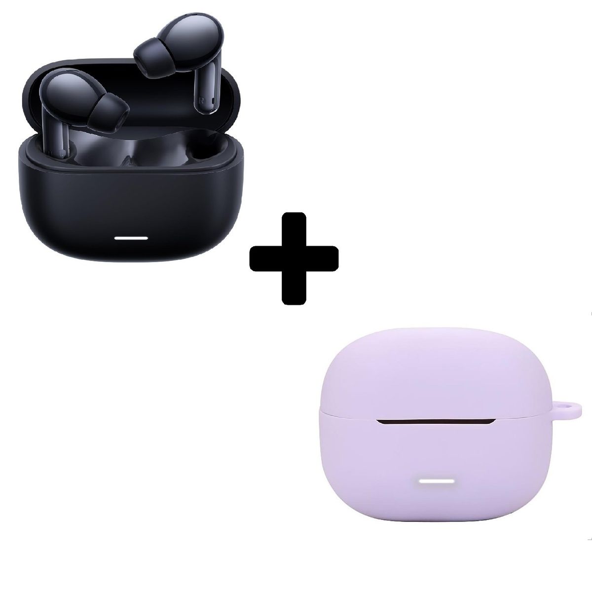 XIAOMI - Xiaomi Redmi Buds 6 Lite Negro + Funda de Silicona Lila