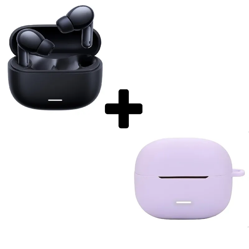 XIAOMI - Xiaomi Redmi Buds 6 Lite Negro + Funda de Silicona Lila