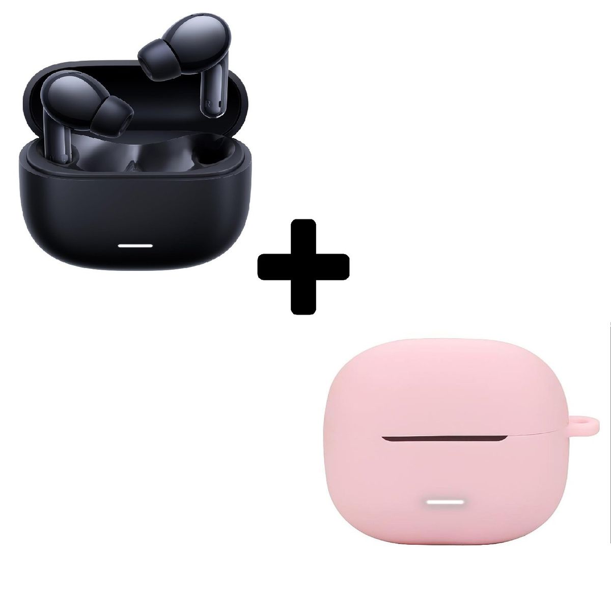 XIAOMI - Xiaomi Redmi Buds 6 Lite Negro + Funda de Silicona Rosado