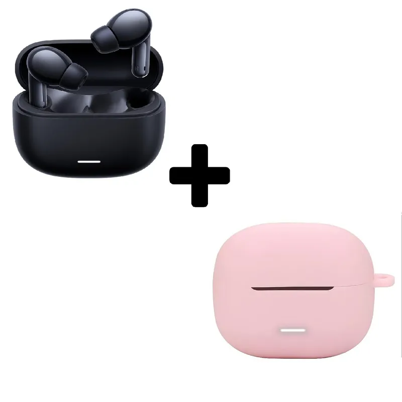XIAOMI - Xiaomi Redmi Buds 6 Lite Negro + Funda de Silicona Rosado