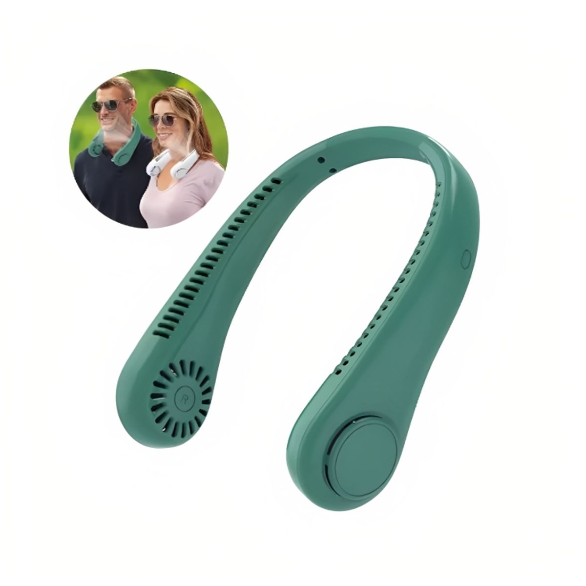 GENERICO - Mini Ventilador de Cuello Recargable de 3 Velocidades Verde