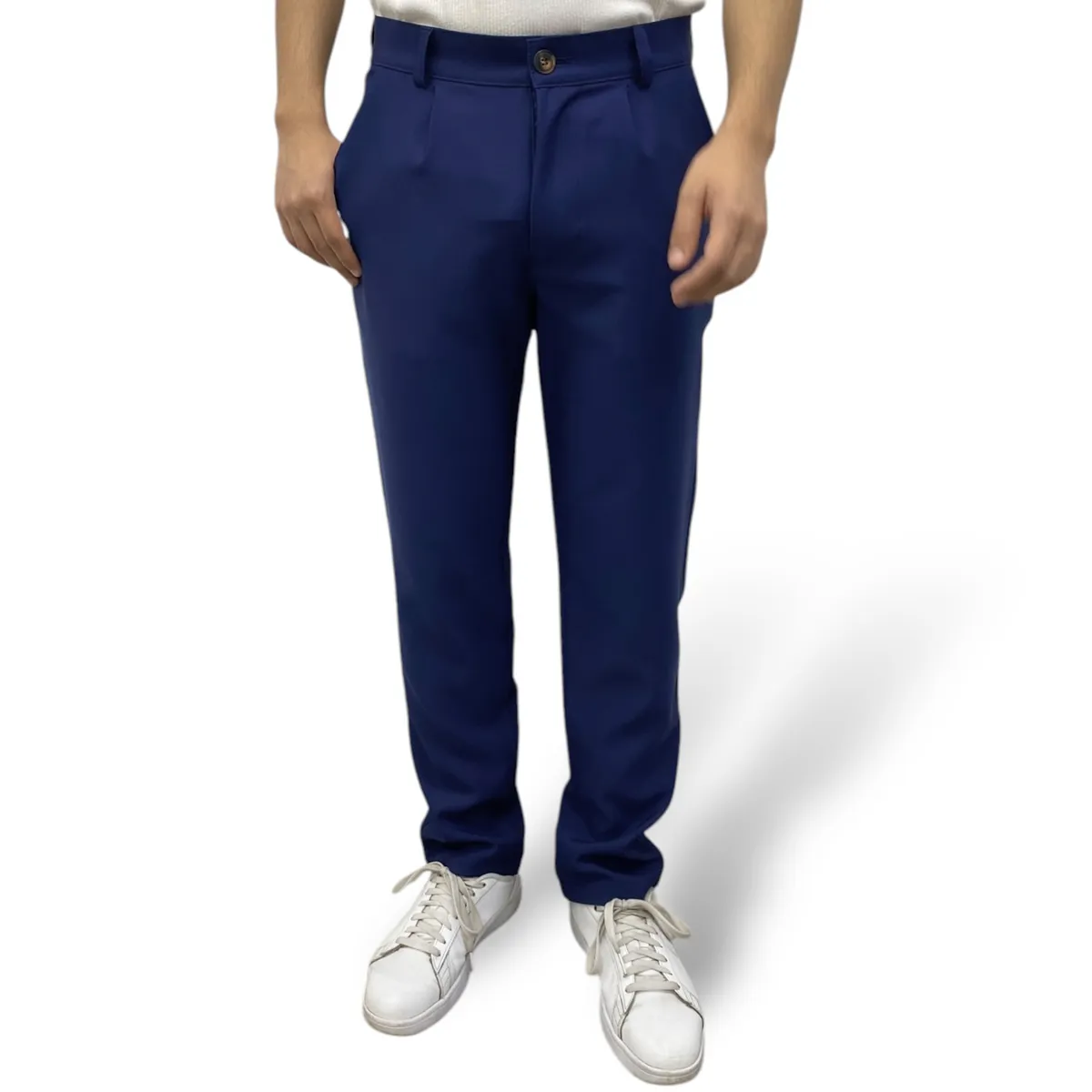 ABORIGEN - Pantalon Sastre Con Pinzas Azul De Hombre - Aborigen