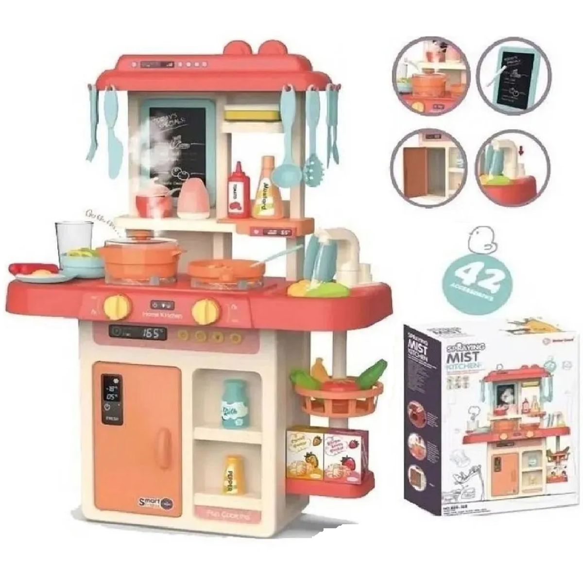 GENERICO - COCINITA STRAWBERRY CON SONIDOS Y LUCES INCLUYE 42 PIEZAS