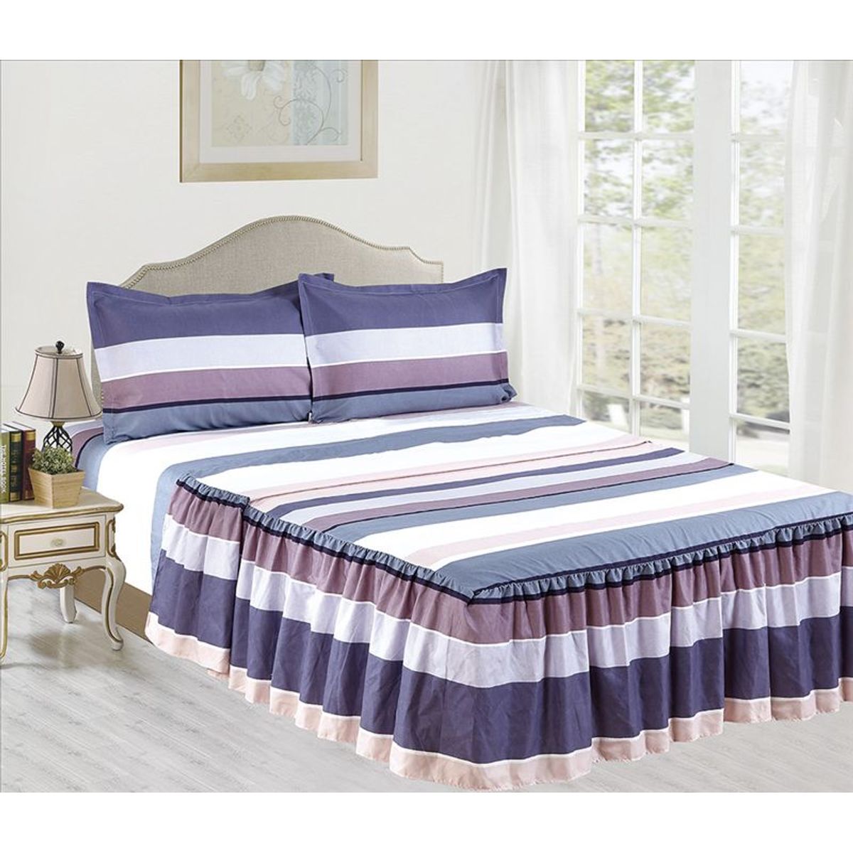 CASATEX - Set de Sabanas Con Blonda de 4 Piezas Queen