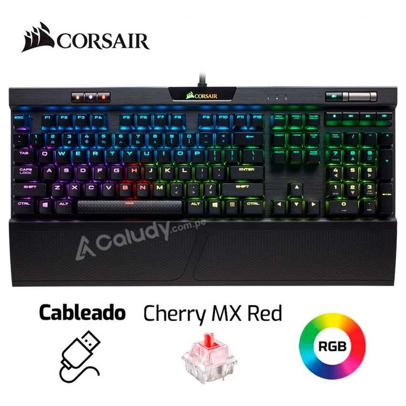 CORSAIR - Teclado Mecánico Gamer Corsair K70 RGB MK2 RAPIDFIRE CHERRY MX Speed