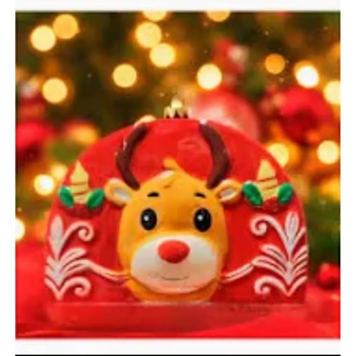 GENERICO - Servilletero Navideño Blanco con Reno