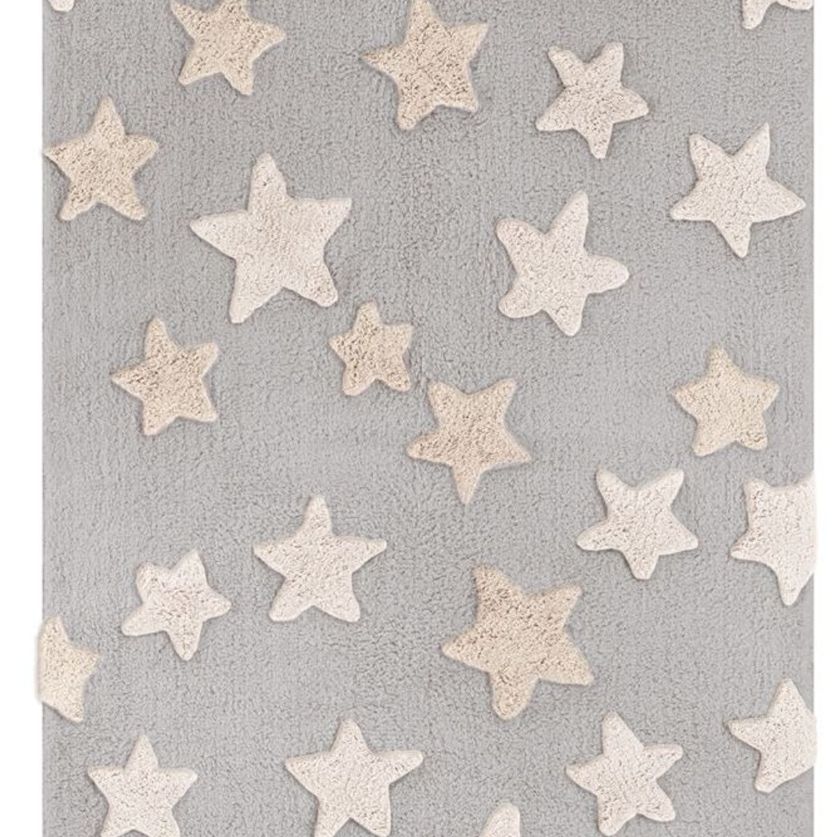 NATHAN - Alfombra Infantil de Algodón Estrellas - Gris 150x100