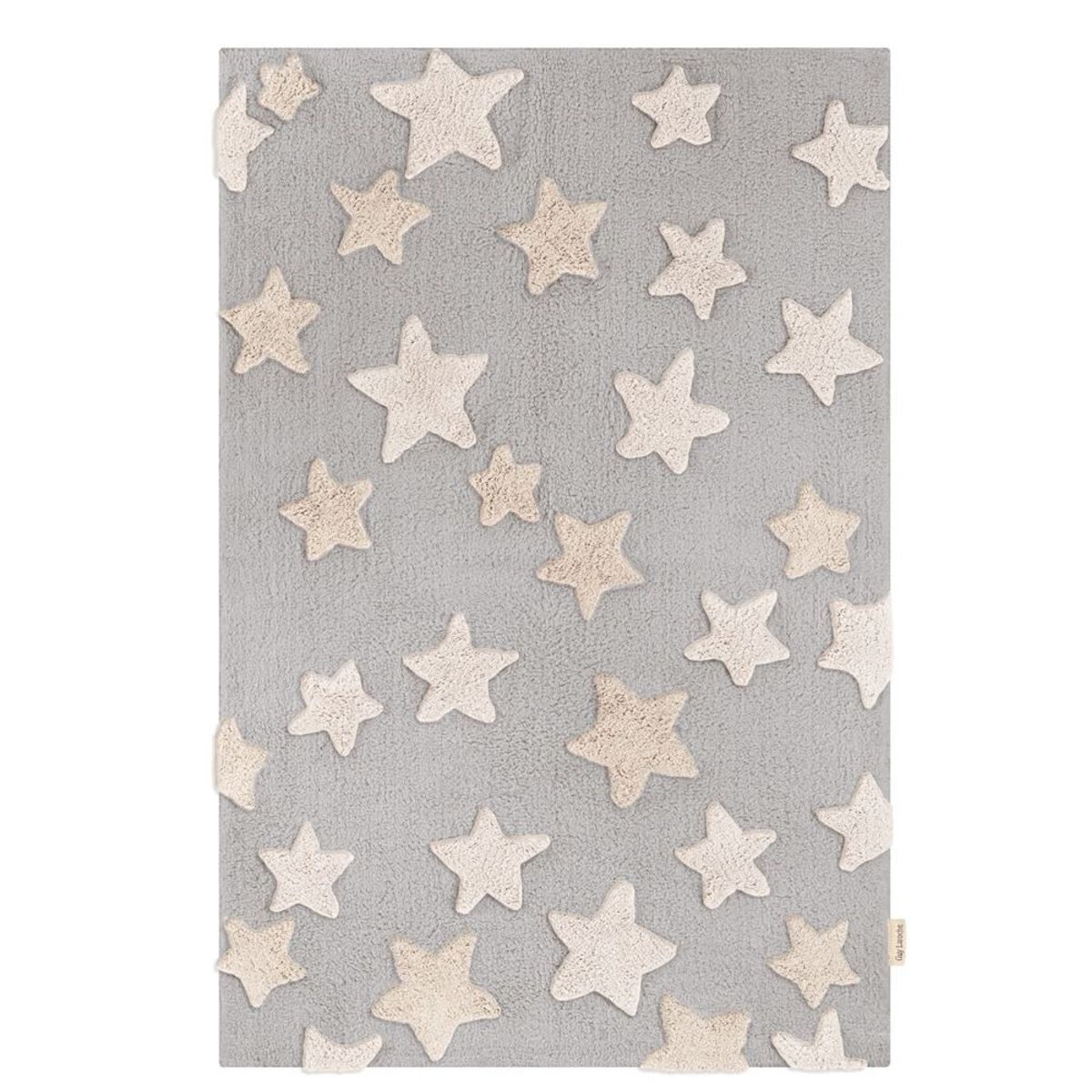 NATHAN - Alfombra Infantil de Algodón Estrellas - Gris 150x100