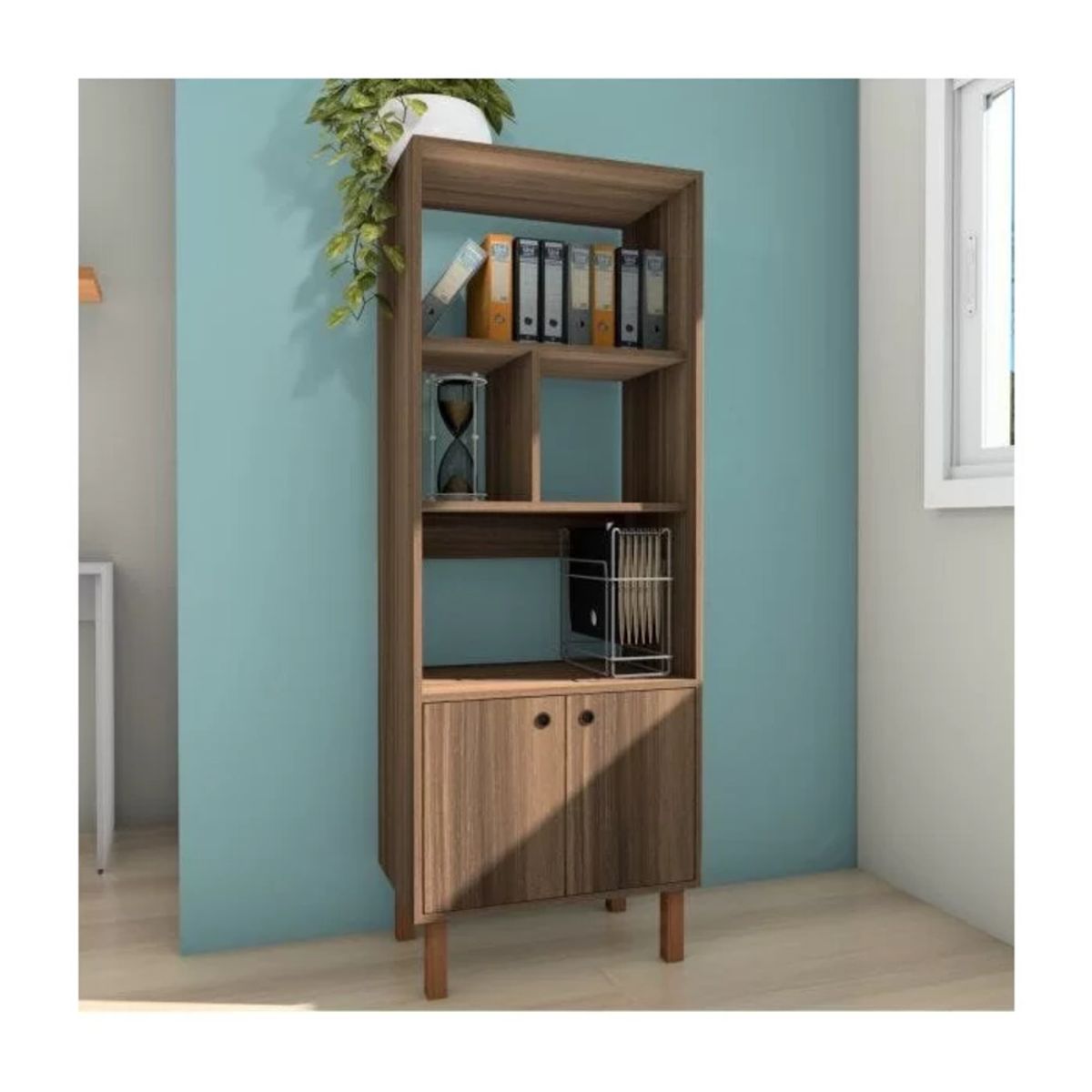 TU MESITA - Librero Clásico Francis color Marrón 2 puertas TU MESITA