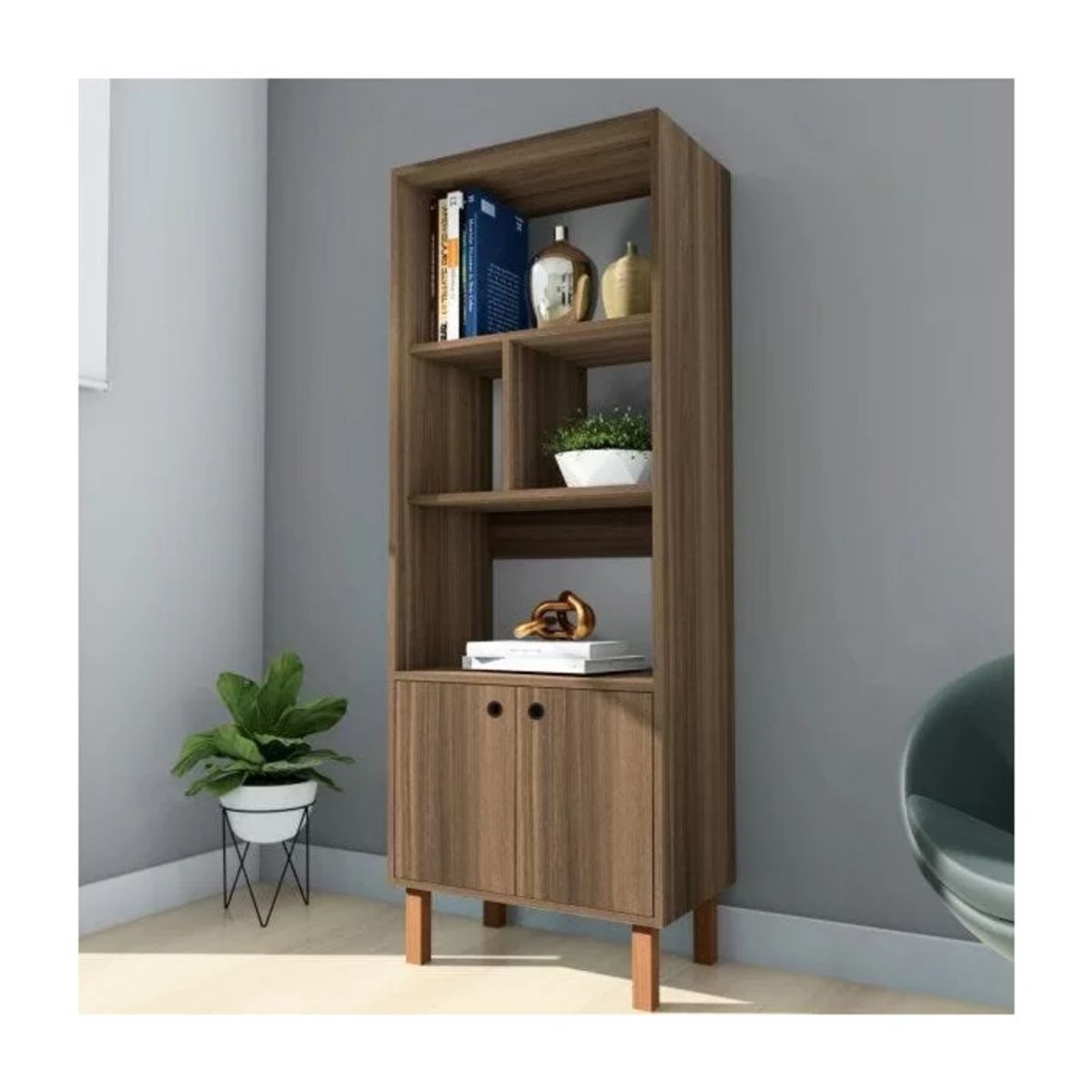 TU MESITA - Librero Clásico Francis color Marrón 2 puertas TU MESITA