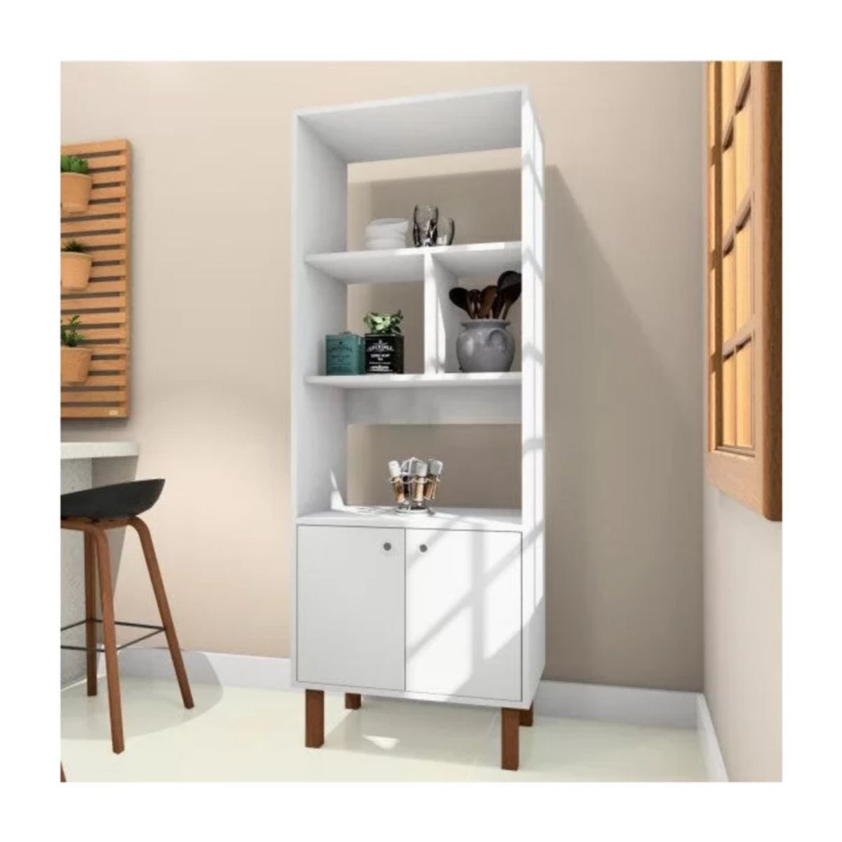 TU MESITA - Librero Clásico Francis color Blanco 2 puertas TU MESITA