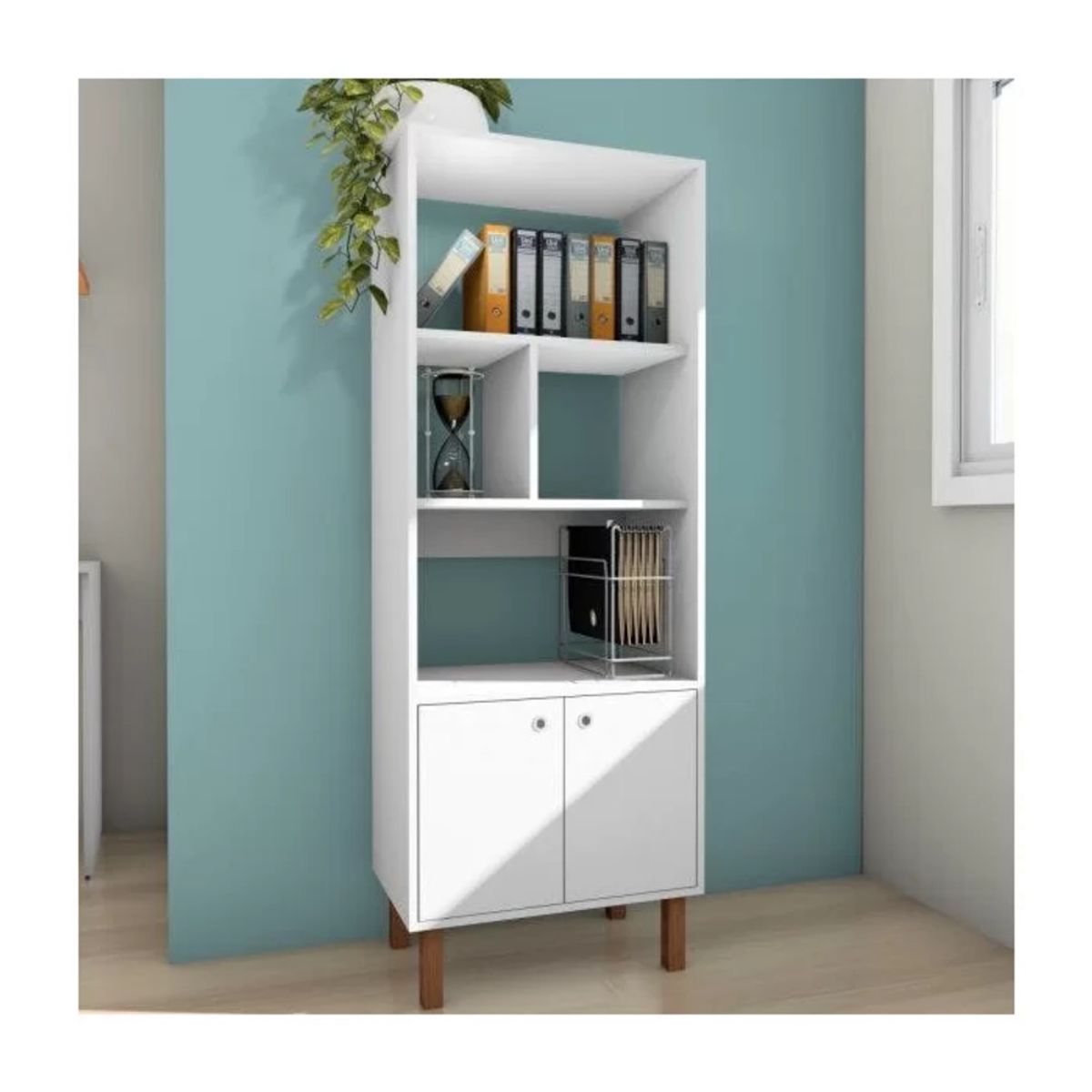 TU MESITA - Librero Clásico Francis color Blanco 2 puertas TU MESITA