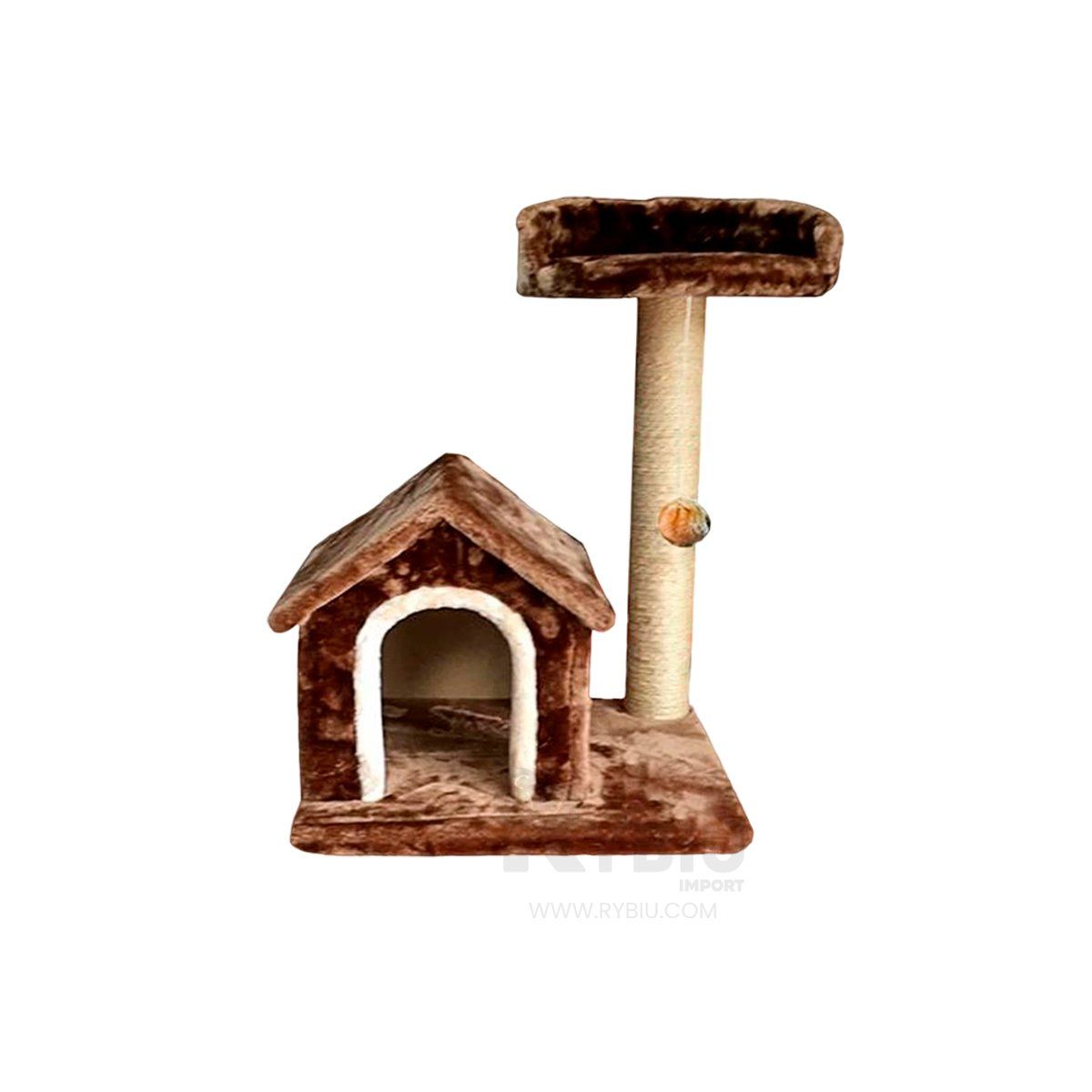 RYBIU IMPORT - Gym de Gato en Forma de Casa de Dos Pisos de Color Marron