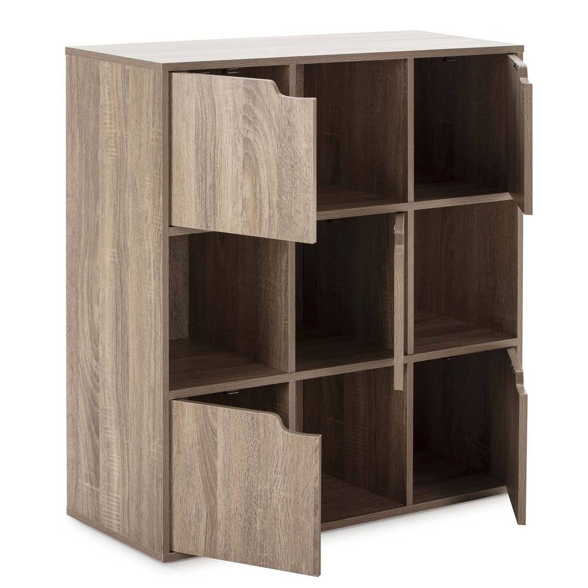 TU MESITA - Mueble Estante pOficina TED color Roble 4 huecos 5 puertas TU MESITA