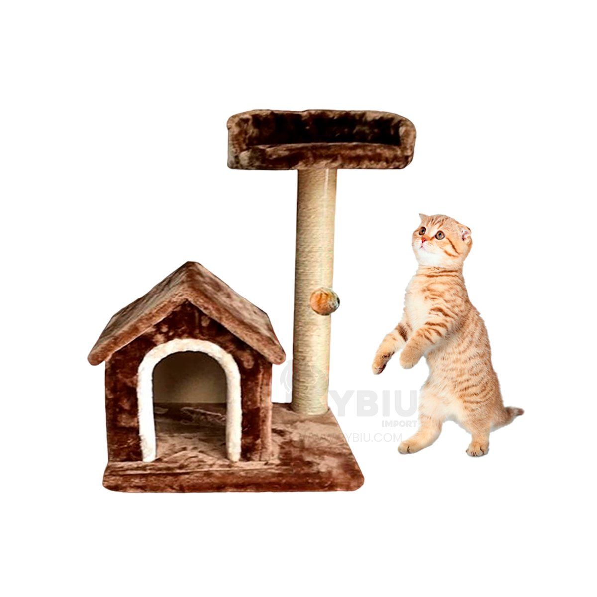 GENERICO - Casa con Areas de Juego para Gato Marron Y+Gift Stickers
