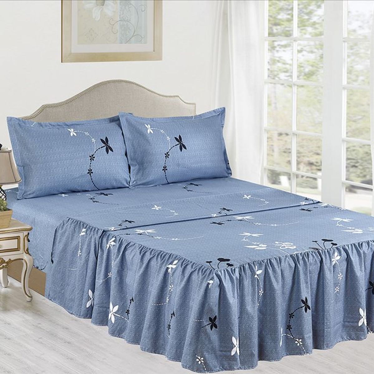 CASATEX - Set de Sabanas Con Blonda de 4 Piezas Queen