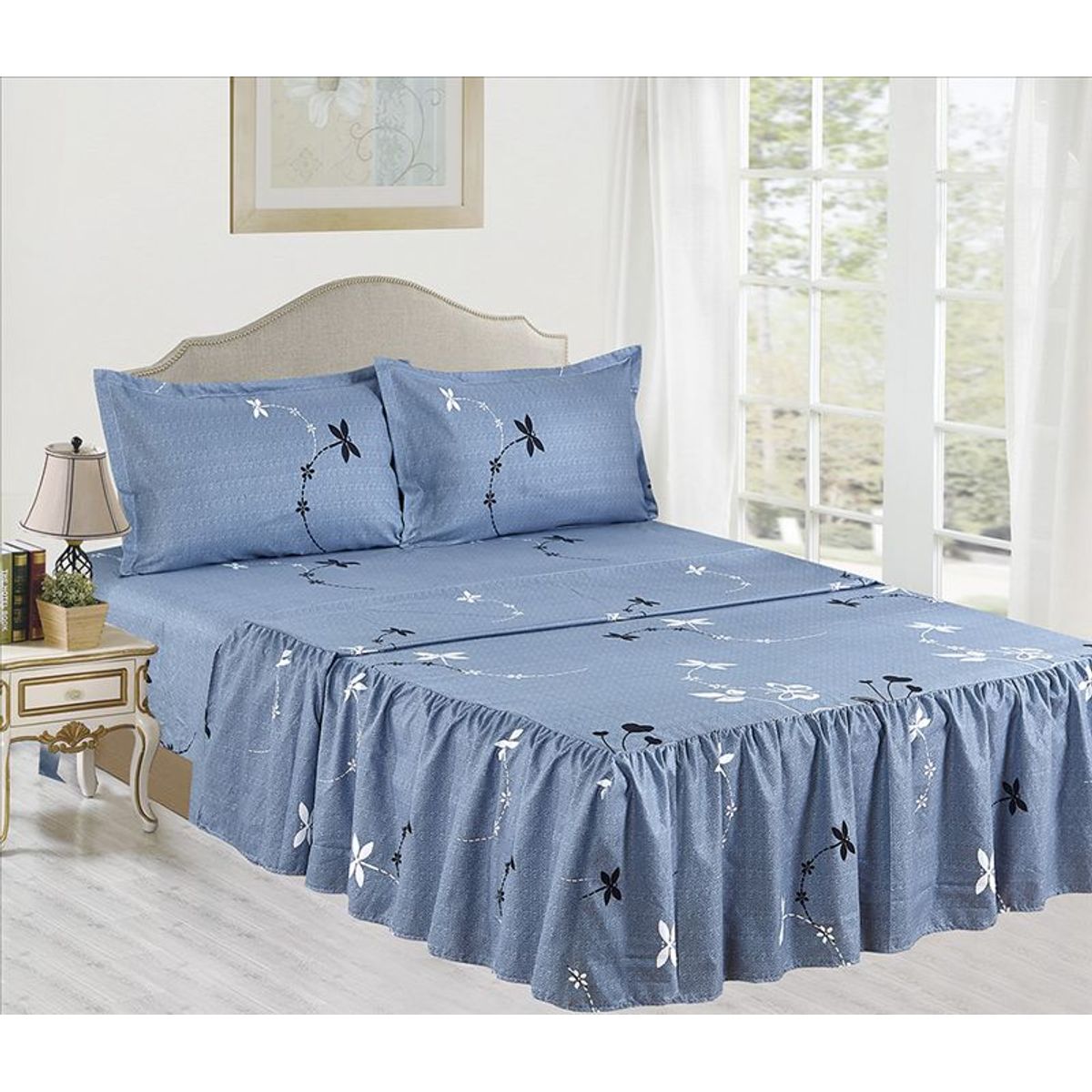 CASATEX - Set de Sabanas Con Blonda de 4 Piezas Queen