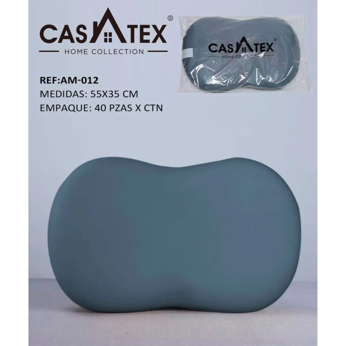 CASATEX - Almohada Viscoelástica Infantil  55cm x 35cm GRIS.