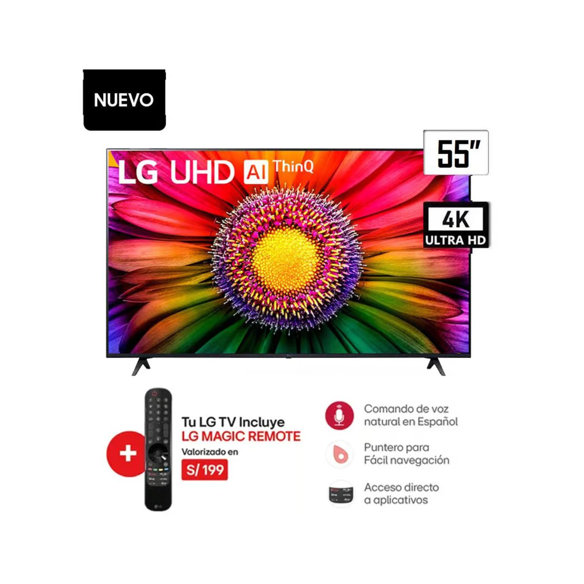 LG - Televisor LG 55 Smart TV 4K UHD Frameless 55UR7300 + Magic