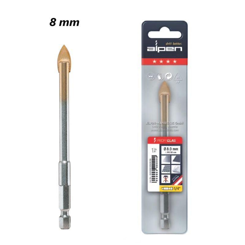 ALPEN - Broca 8mm Vidrio Ceramica Profi Glas ALPEN