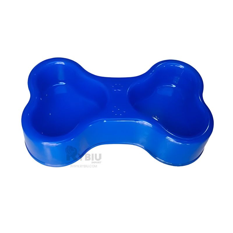 RYBIU IMPORT - Comedero para Mascotas Doble de Color Azul Y+Gift Stickers