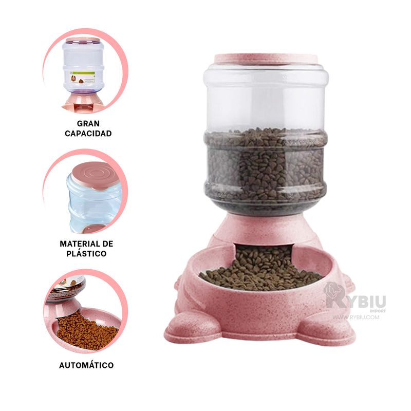 GENERICO - Dispensador Plomo para Perros con Bidon Rosado Y+Stickers