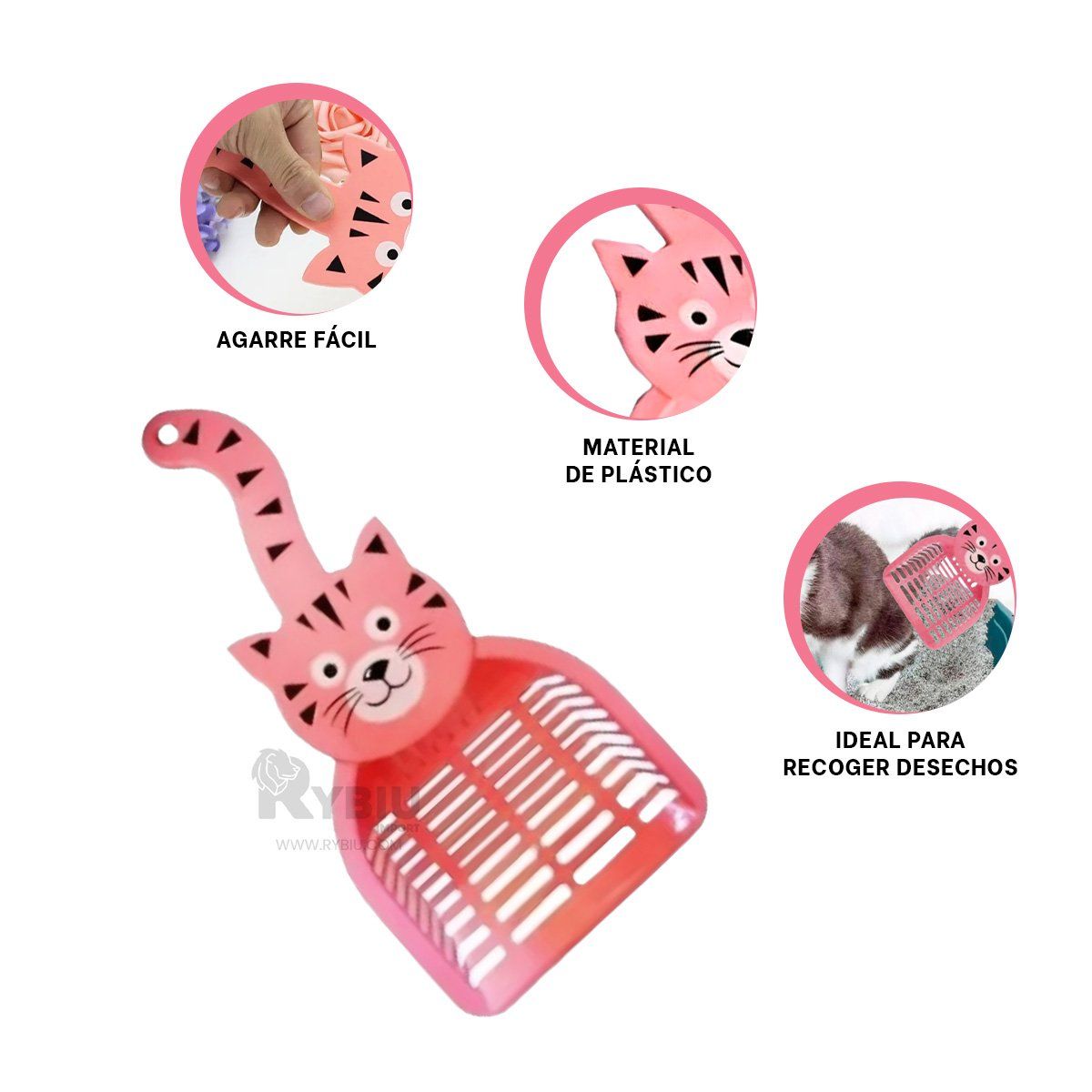 RYBIU IMPORT - Recolector Facil de Usar en Color Rosado Y+Gift Stickers