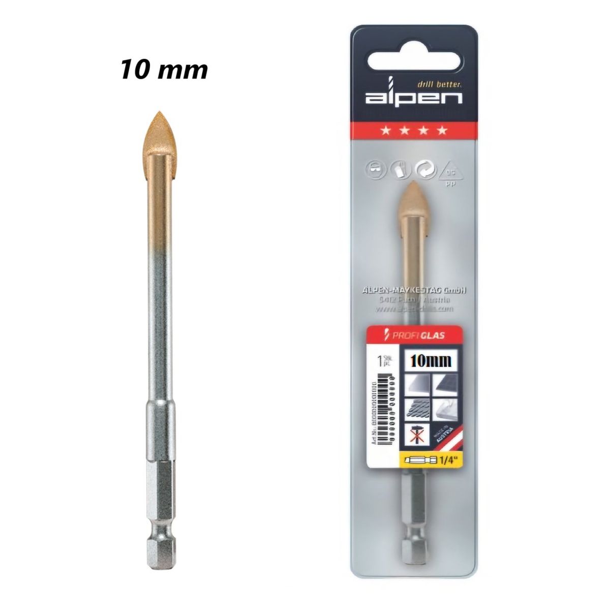 ALPEN - Broca 10mm Vidrio Cerámica Profi Glas ALPEN