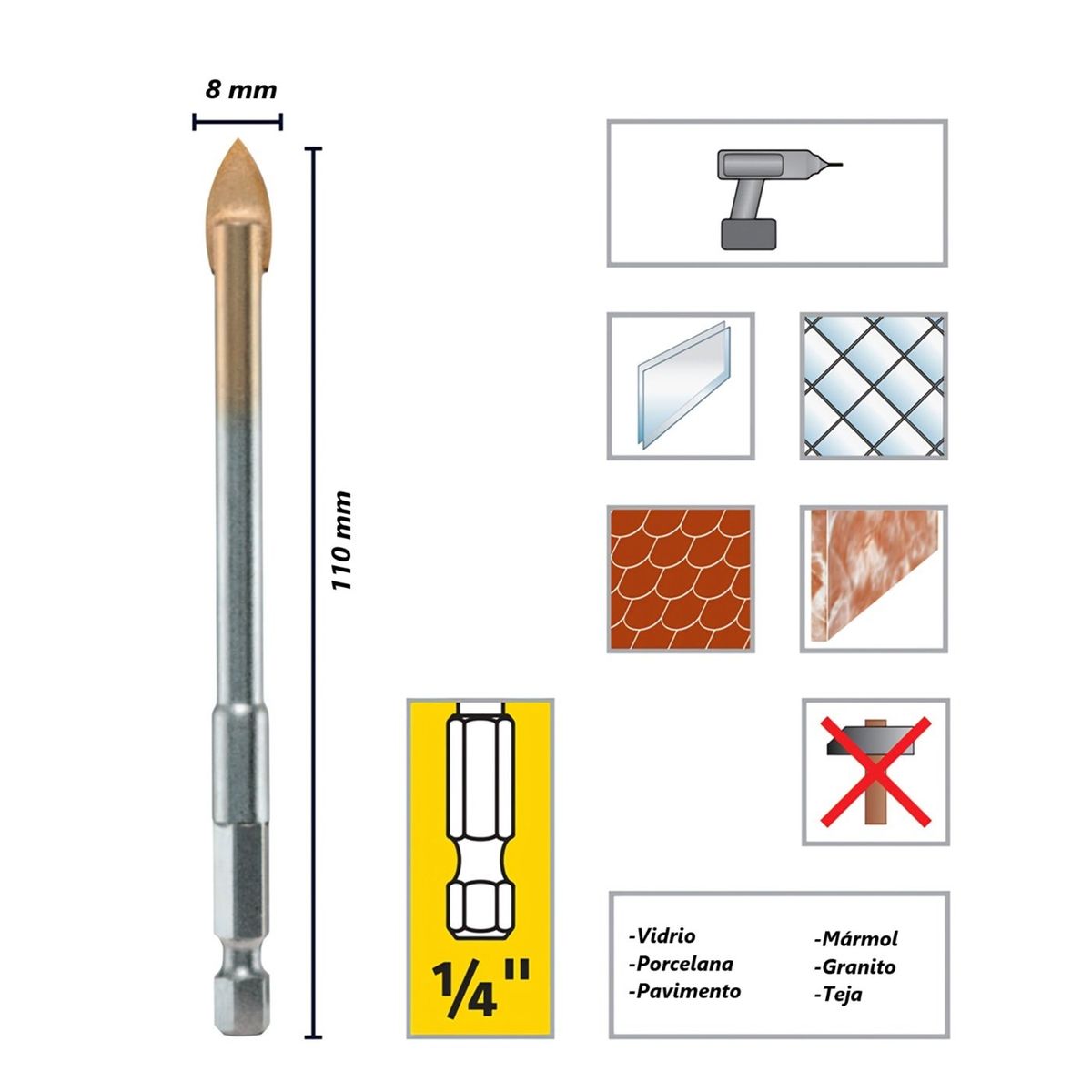ALPEN - Broca 10mm Vidrio Cerámica Profi Glas ALPEN
