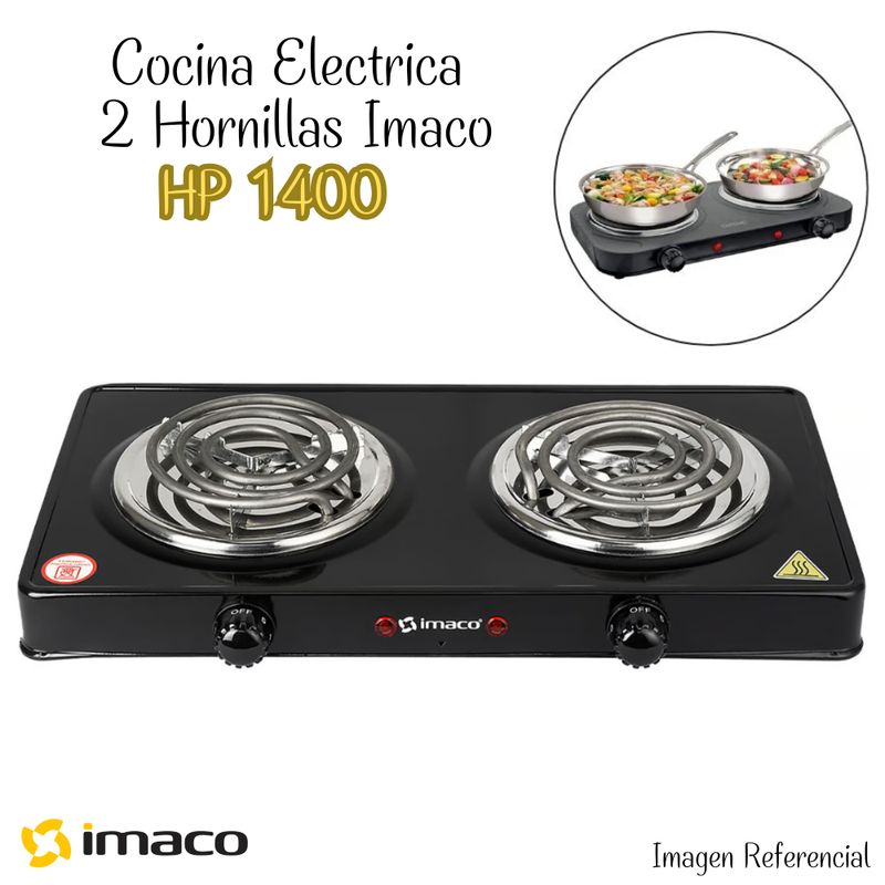 IMACO - Cocina Electrica Imaco de 2 Hornillas HP1400