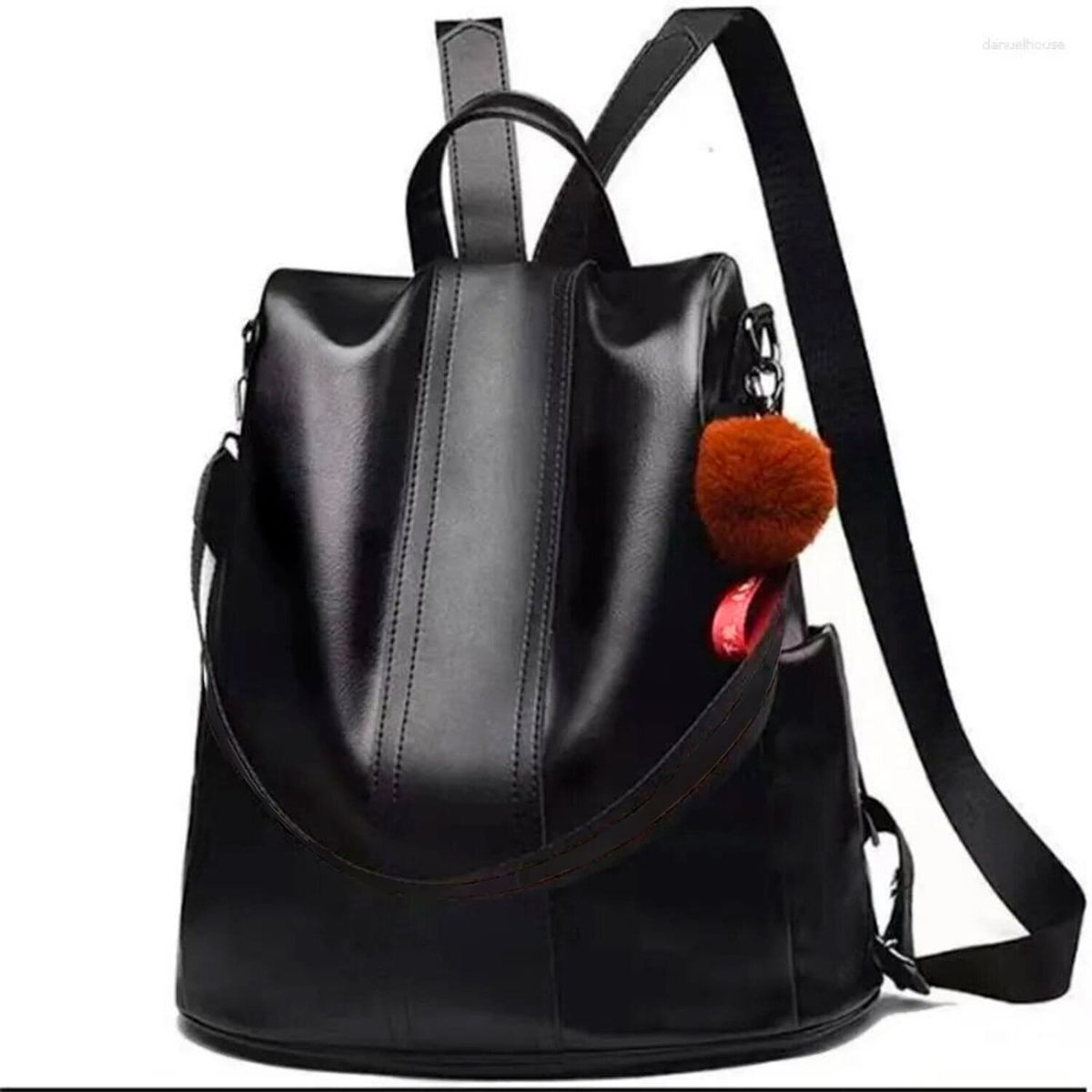 GENERICO - Mochila Morral Antirrobo Cruzada Cuero PU De Tres Usos Moda - Negro